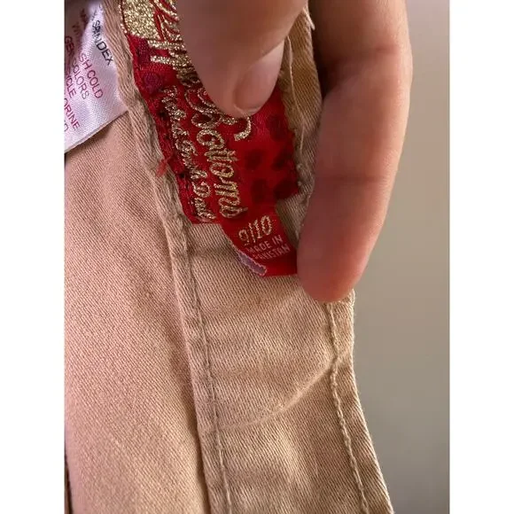 Y2K Apple Bottoms Tan Skinny Jeans Womens 9/10 Embroidered Logo Pocket Hip Hop - Picture 6 of 8